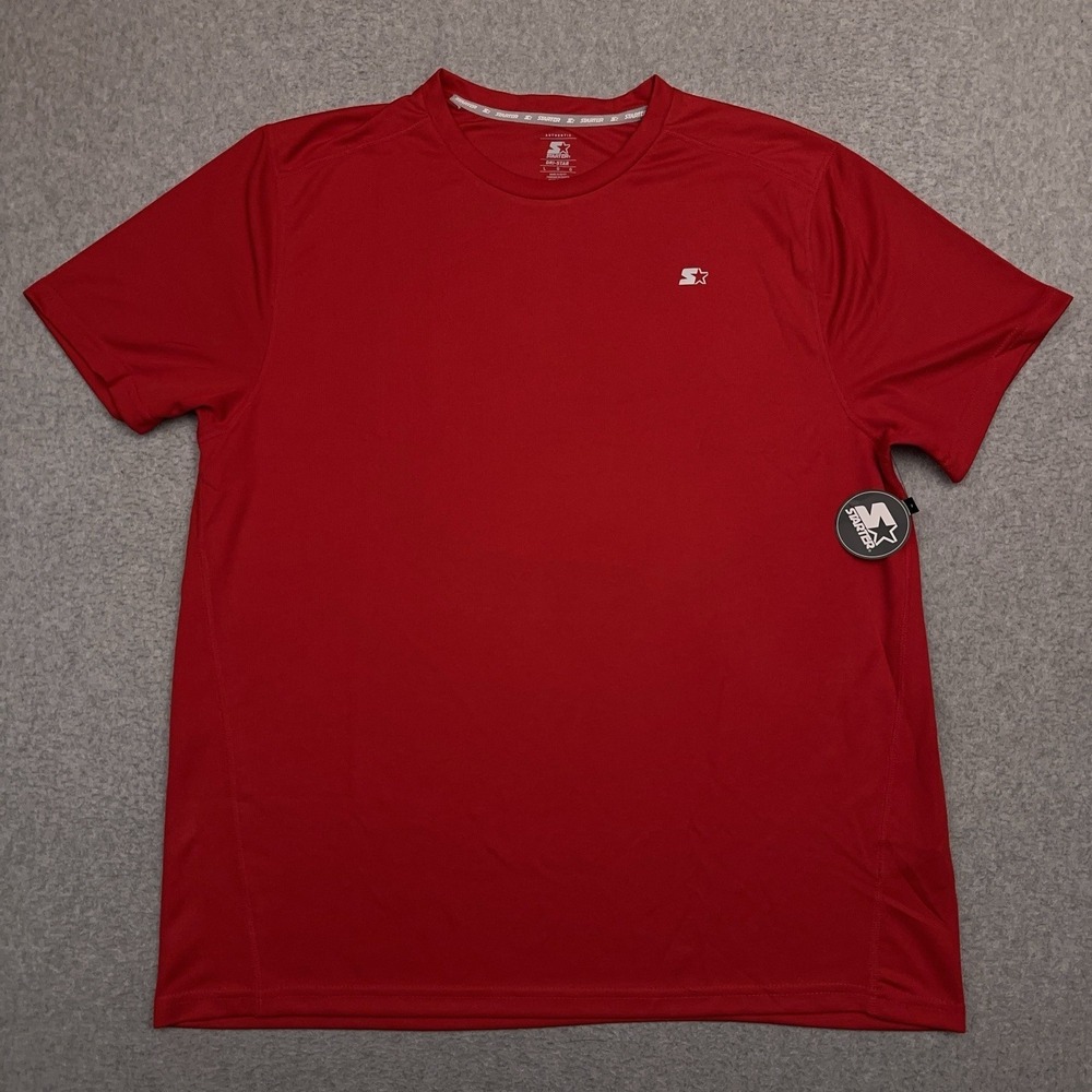 NEW Starter Short Sleeve Performance Shirt Mens‎ Large Red Crewneck Dri-Star Run